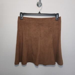 LOFT Brown Tan Mini Skater Skirt